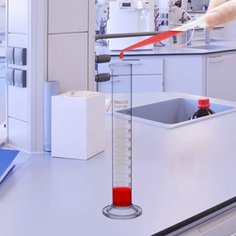 BOMEX Glass Graduated Cylinder Set Thick Measuring Cylinders 5ml 10 ml 50ml 100ml with 2 Glass Stirring Rod and 1 Brush - Image 5